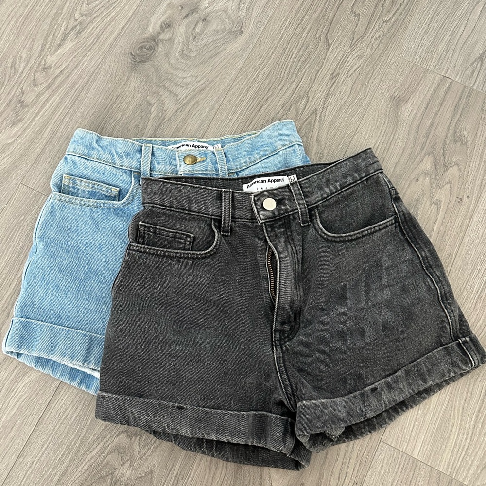 American Apparel Black and Blue Jean Shorts